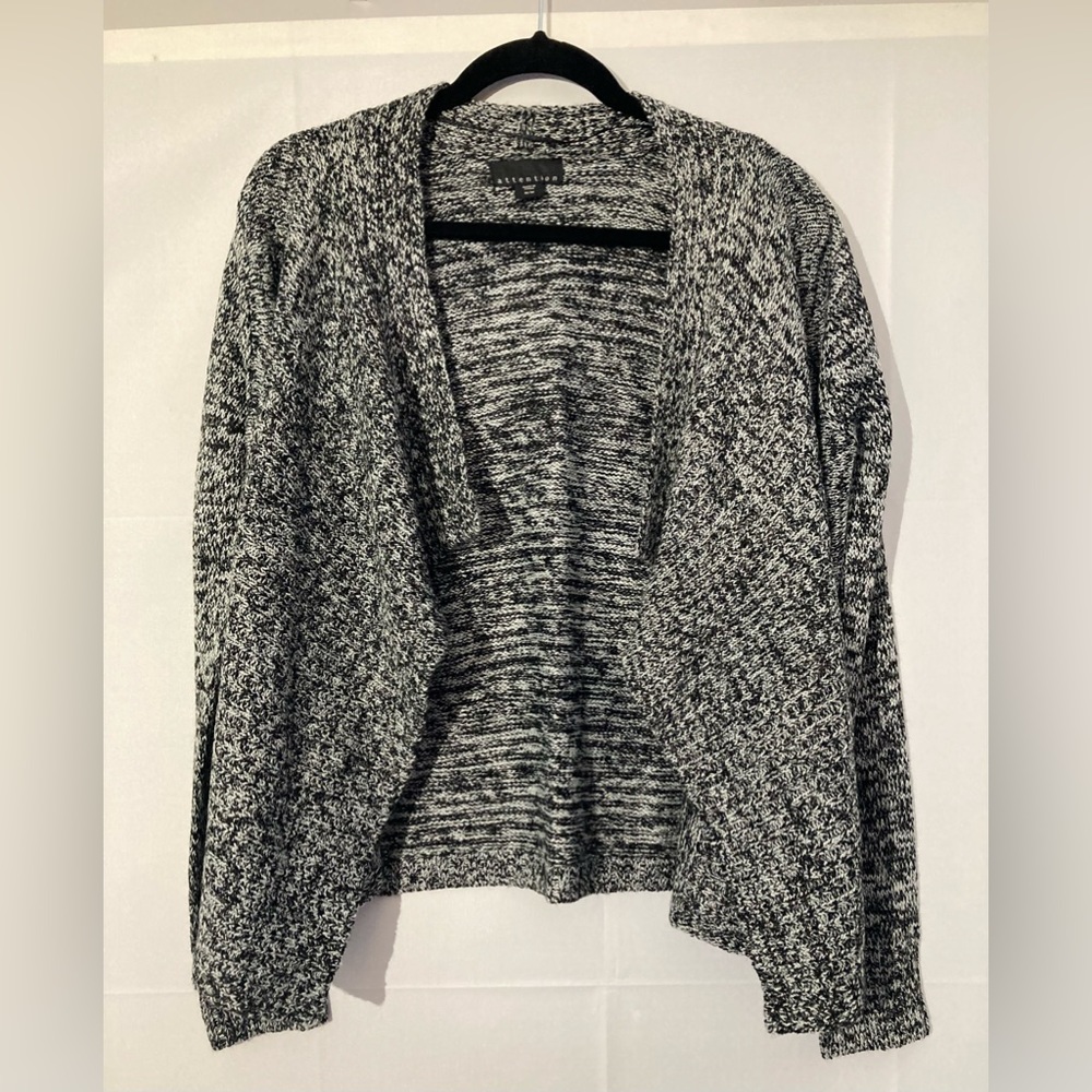 Women’s Attention Black/Grey Cardigan Sweater, Size Medium